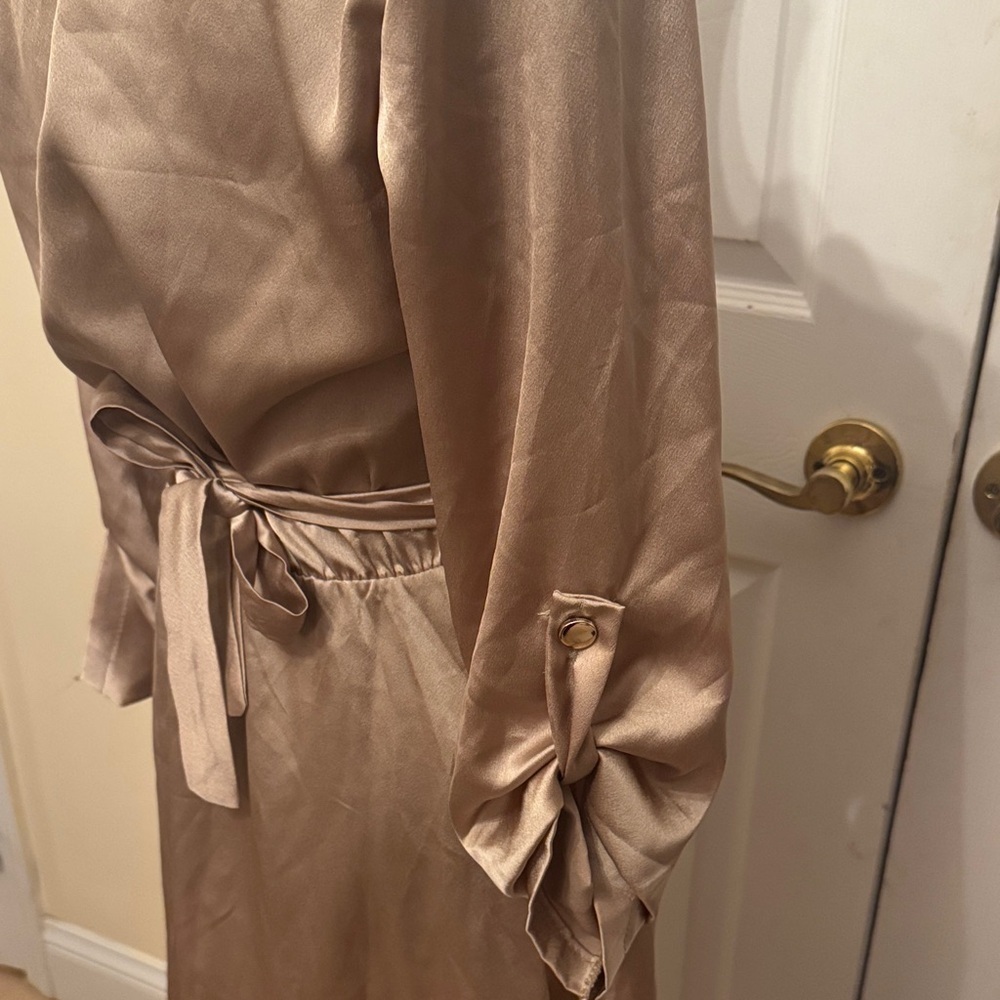 Elegant Satin Gold Dress - Picture 10 of 16
